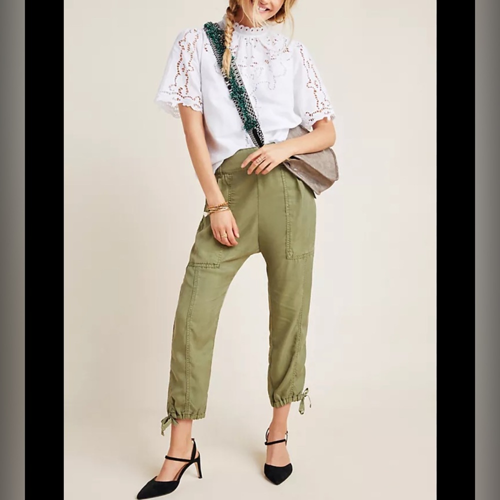 Anthropologie Cropped Green Pants